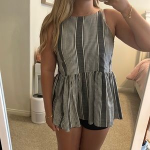 BP Striped Peplum Top Medium